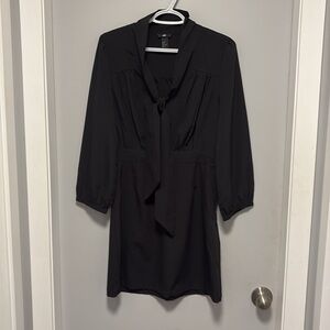 H&M Tie Neck Little Sexy Black Dress Size 8 With Side Zipper